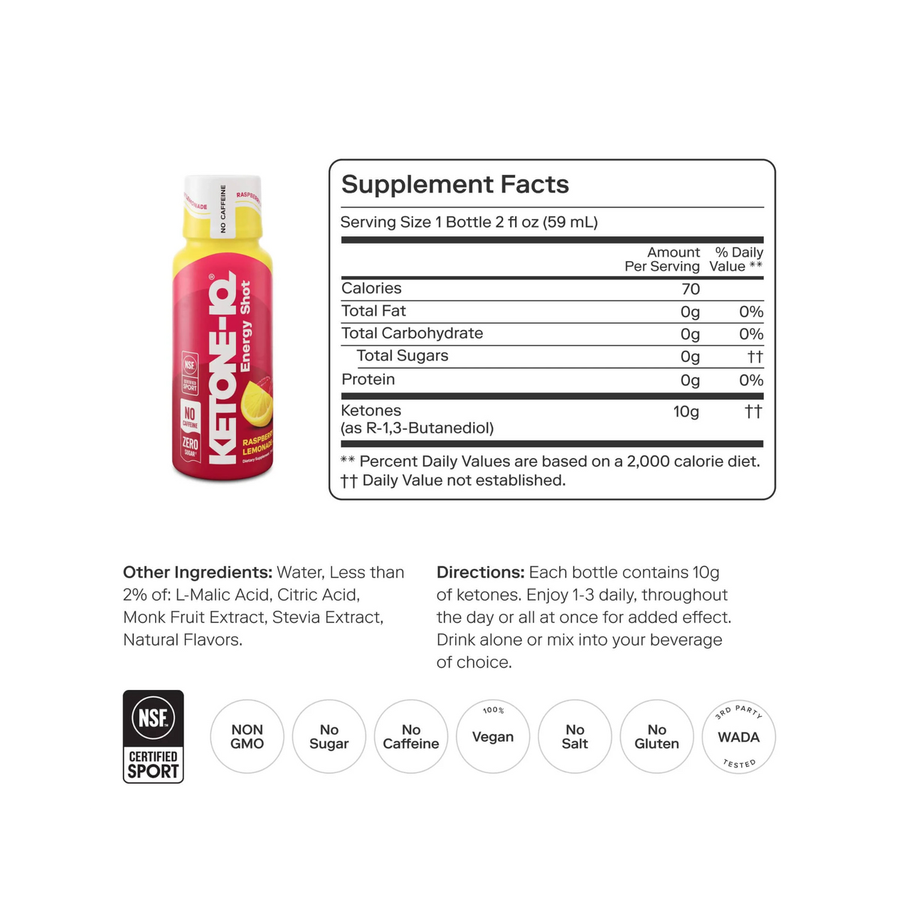 Energy Shot - Zero Sugar NO Caffeine (Raspberry Lemonade) 2 oz.
