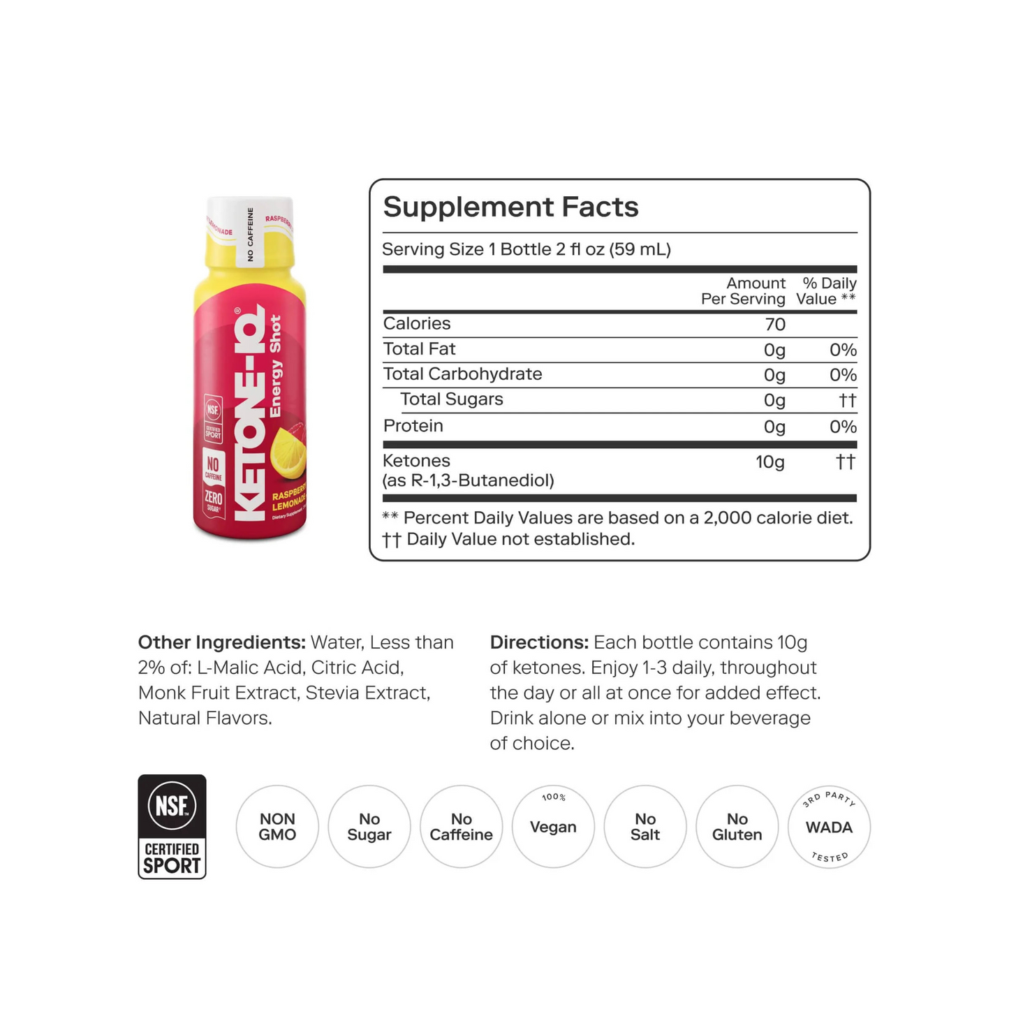 Energy Shot - Zero Sugar NO Caffeine (Raspberry Lemonade) 2 oz.